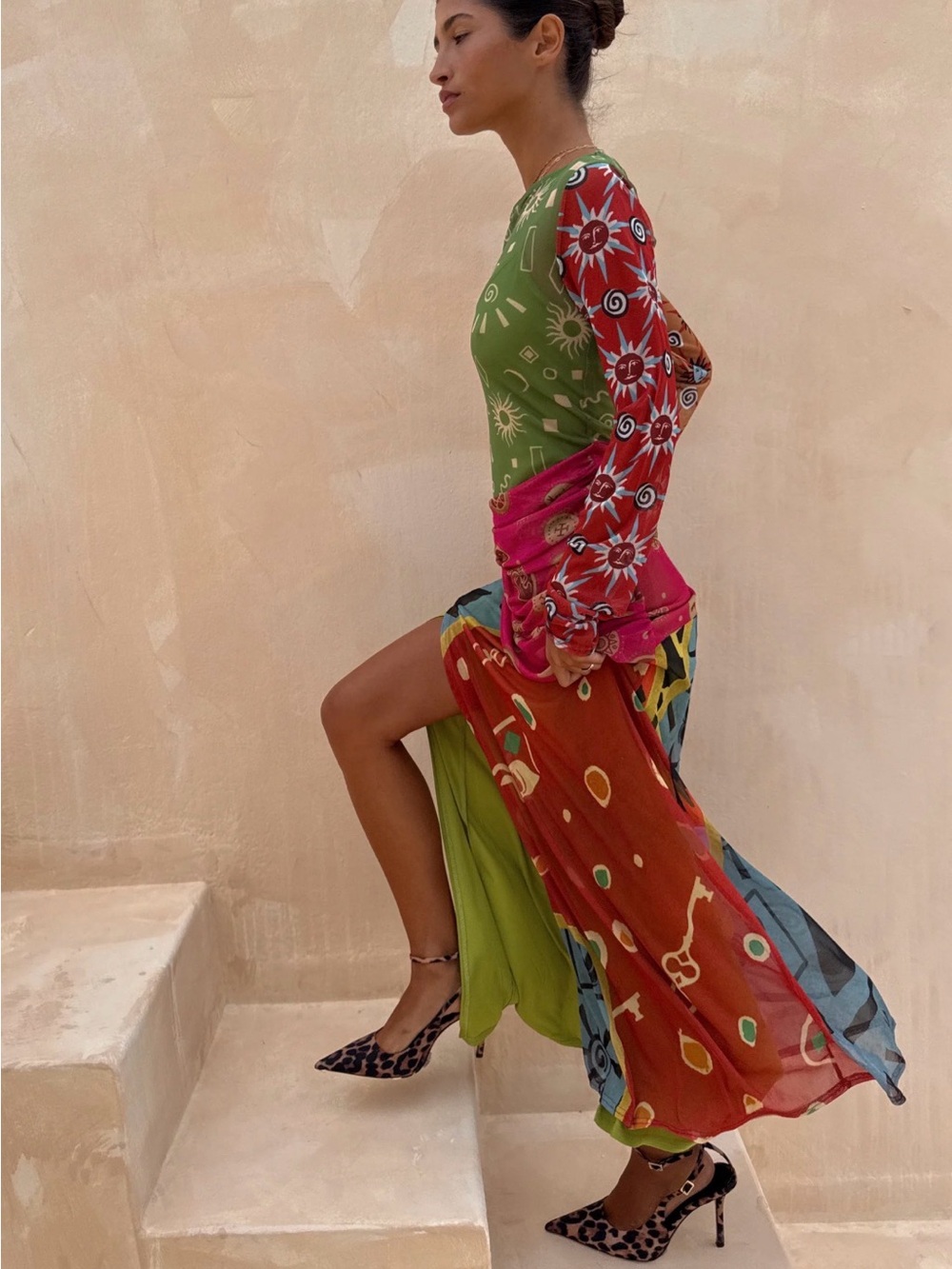 Never Fully Dressed Sheer Dahlia Multi-Colored Maxi Dress